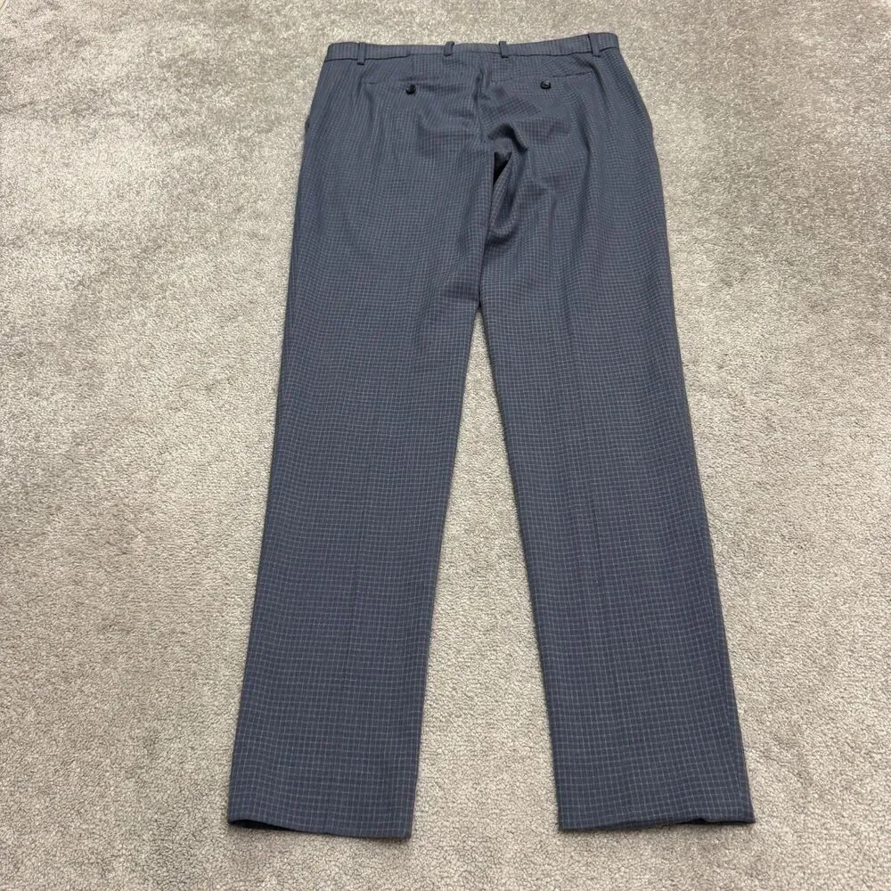 Banana Republic Slim Fit Dress Pants Mens 36x34 Blue Grid Check Stretch Trouser